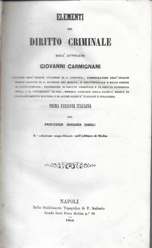 Elementi di Diritto Criminale.