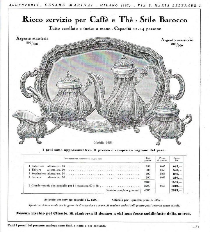 Fabbrica Argenteria da regalo, fondata nel 1908. Argenteria, Oreficeria, Gioielleria.