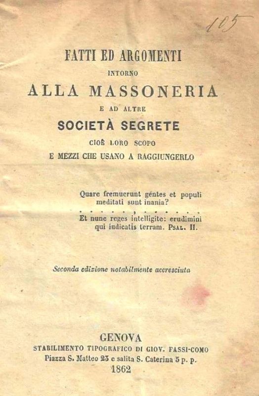 Fatti ed argomenti intorno alla massoneria e ad altre società …