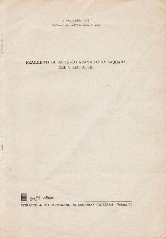 Frammenti di un testo aramaico da Saqqara del V sec. …