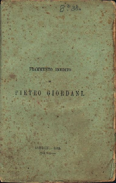 Frammento inedito. Il peccatore imposibile 1838.