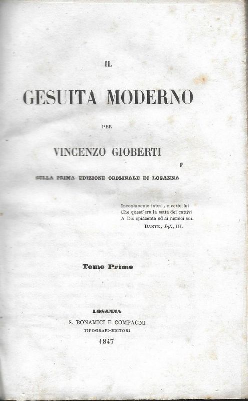 Il Gesuita moderno. Sulla prima edizione originale di Losanna.