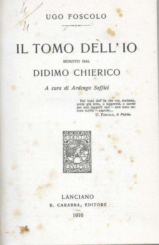Il tomo dell'io seguito dal Didimo Chierico a cura di …