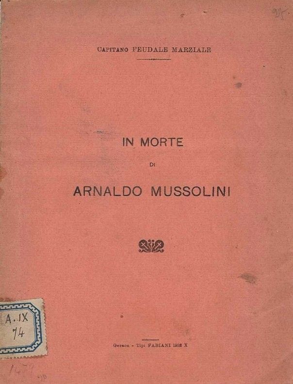 Im Morte di Arnaldo Mussolini.