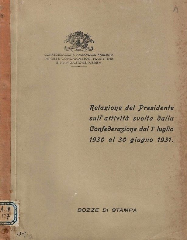 Imprese, comunicazioni marittime e navigazione aerea. - Relazione del Presidente …