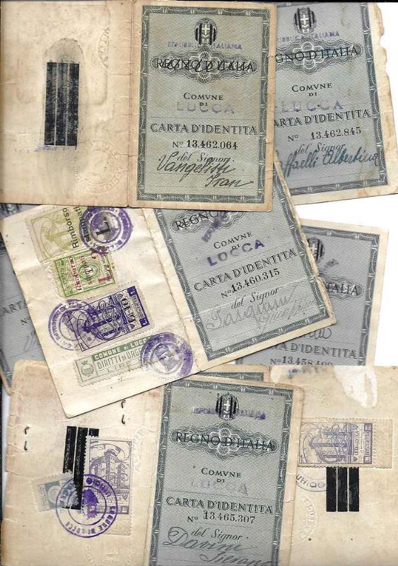 Insieme di 7 Carte d'Identità tra il 1948 - 1949 …