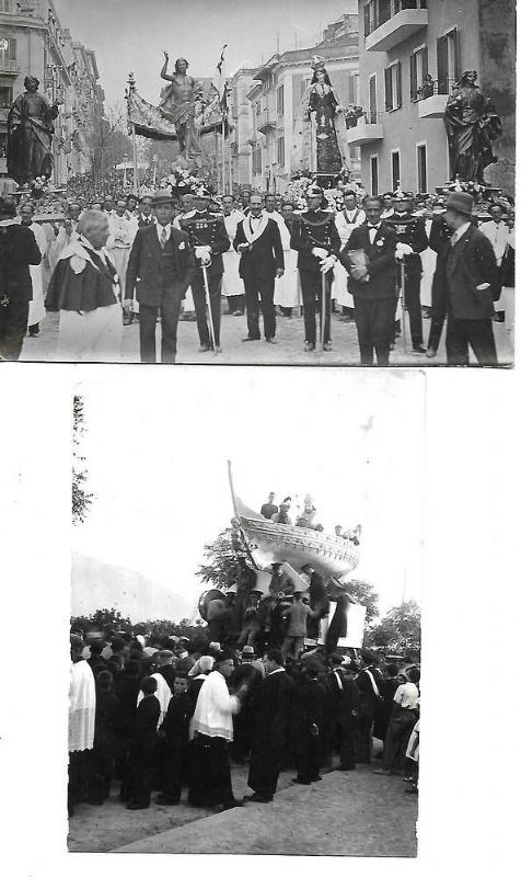 Insieme di due fotografie:- (1)-Processione della Congrega de SS. Rosario …