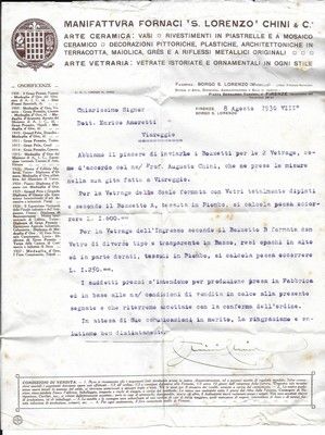 Insieme di una lettera su carta intestata dattiloscritta e firmata …