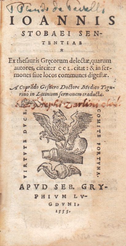 Ioannis Stobaei Sententiae ex thesauris Graecorum delectae, quarum autores, circiter …