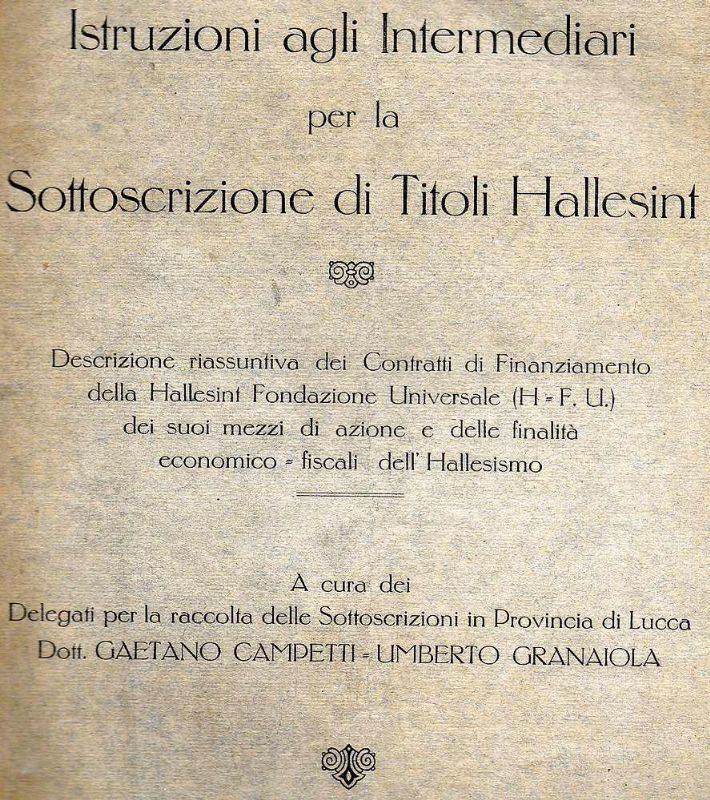 Istruzioni agli Intermediari per la Sottoscrizione di Titoli Hallesint. Descrizione …