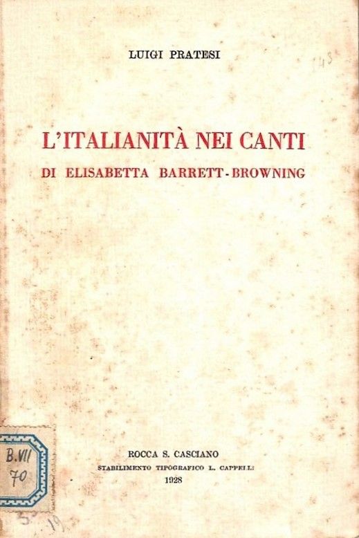 L'Italianità nei Canti di Elisabetta Barrett-Browning.