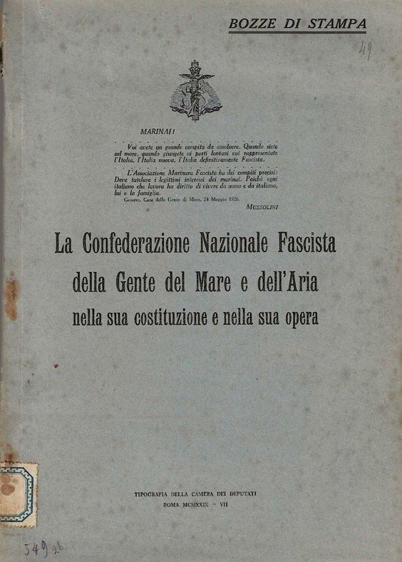 La Confederazione Nazionale Fascista della Gente del Mare e dell'Aria …