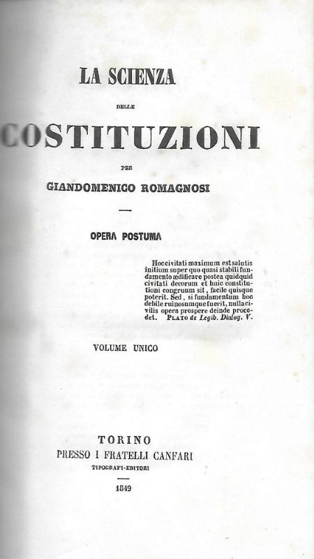 La scienza delle Costituzioni.