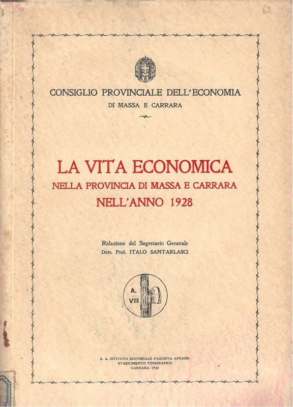 La vita economica nella provincia di Massa e Carrara nell'snno …