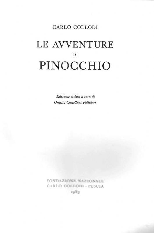 Le avventure di Pinocchio. Edizione critica a cura di Ornella …
