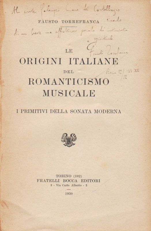 Le origini italiane del Romanticismo musicale. I primitivi della sonata …