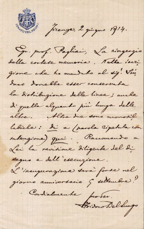 Lettera autografa firmata.