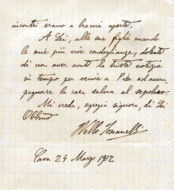 Lettera autografa firmata. Carta intestata 'Camera dei Deputati' 1912.