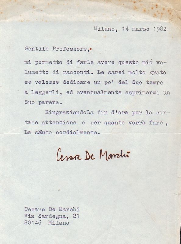 Lettera dattiloscritta con firma autografa.