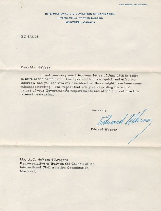 Lettera dattiloscritta in inglese con firma autografa.