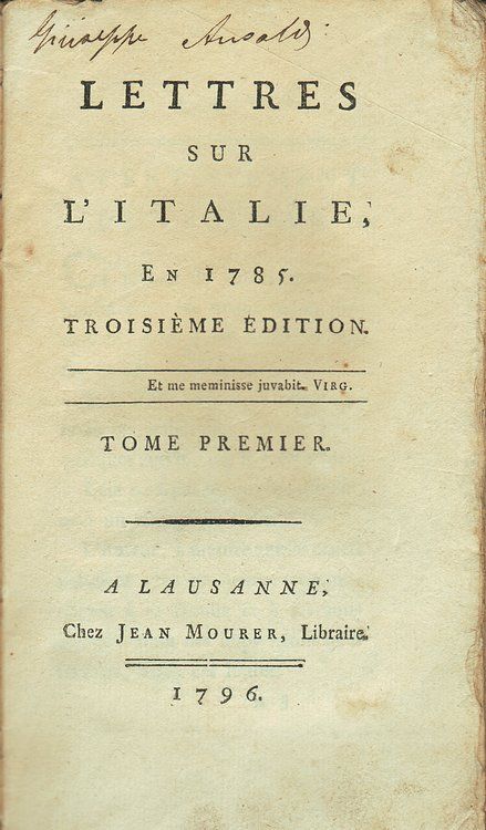 Lettres sur l'Italie en 1785.