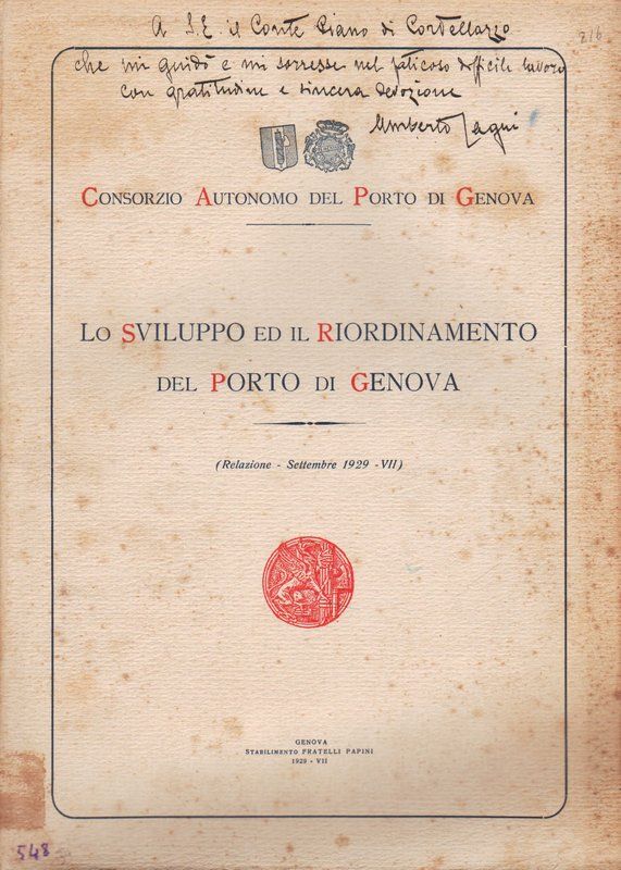 Lo Sviluppo ed il Riordinamento del Porto di Genova (Relazione …