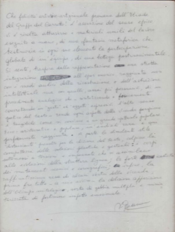 Lungo manoscritto autografo firmato.