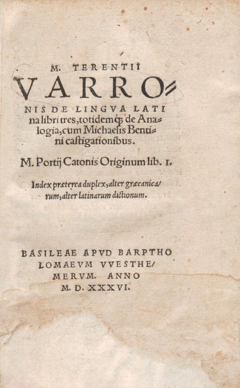 M. Terentii Varronis De lingua latina libri tres, totidemque de …