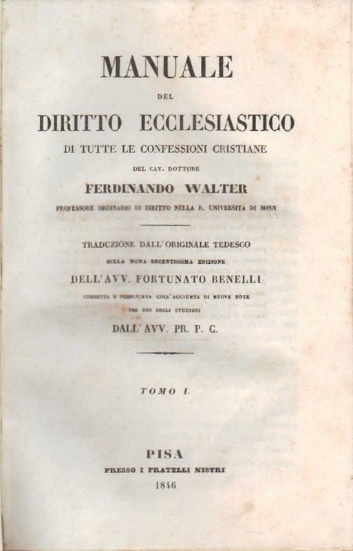 Manuale del diritto ecclesiastico di tutte le confessioni cristiane (.) …