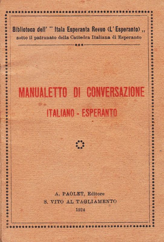 Manualetto di conversazione Italiano-Esperanto.