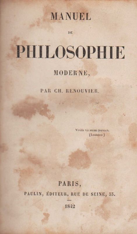 Manuel de philosophie moderne.