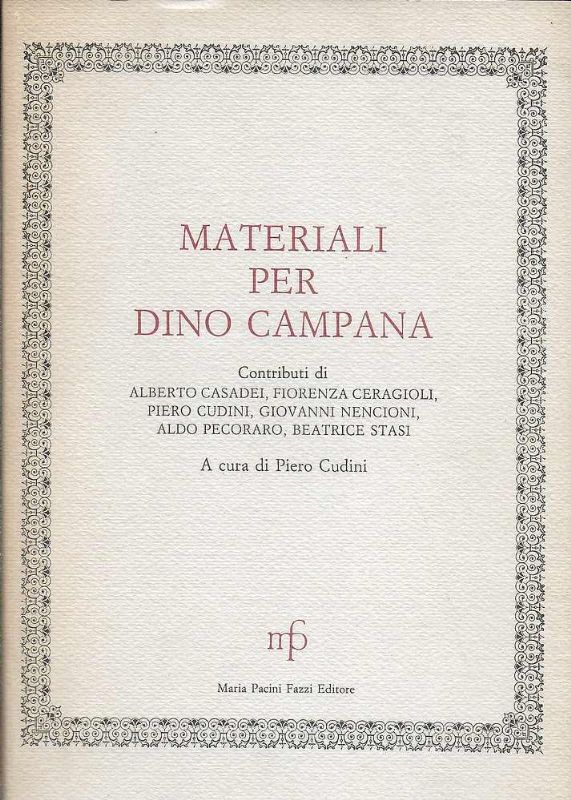 Materiali per Dino Campana. (Vari contributi).