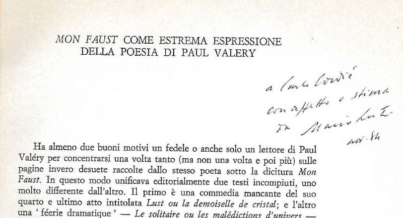 Mon Faust come estrema espressione della poesia di Paul Valery. …