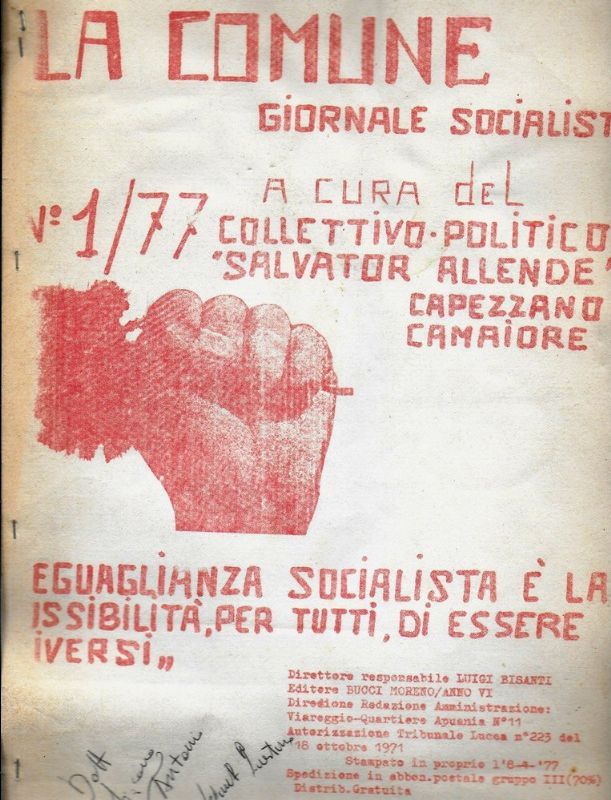 N°1-1977, Anno VI. A cura del Collettivo-Politico 'Salvator Allende' Capezzano …
