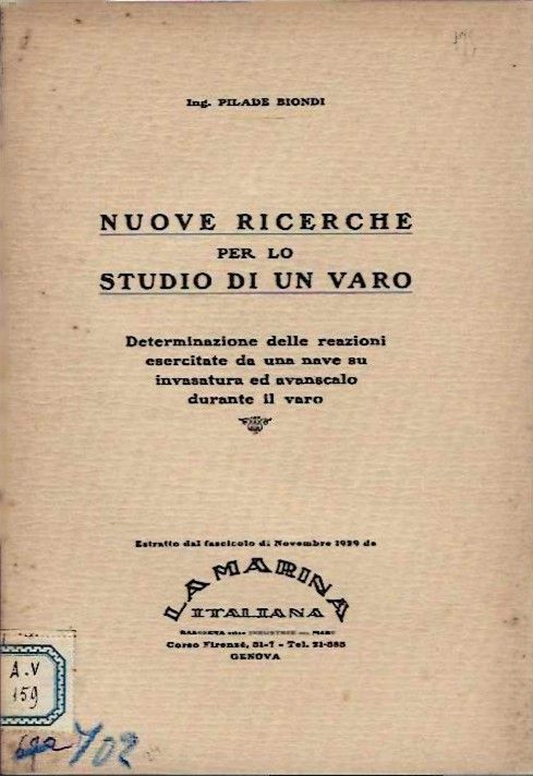 Nuove ricerche per lo studio di un varo. Determinazione delle …