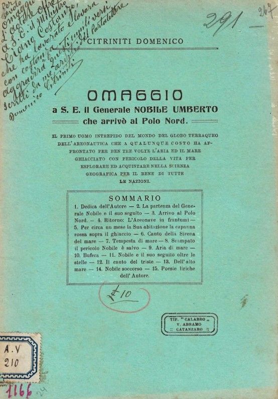 Omaggio a S.E. il Genwerale Nobile Umberto che arrivò al …