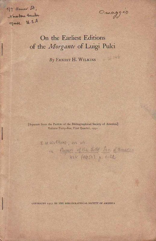 On the Earliest Editions of the Morgante of Luigi Pulci.