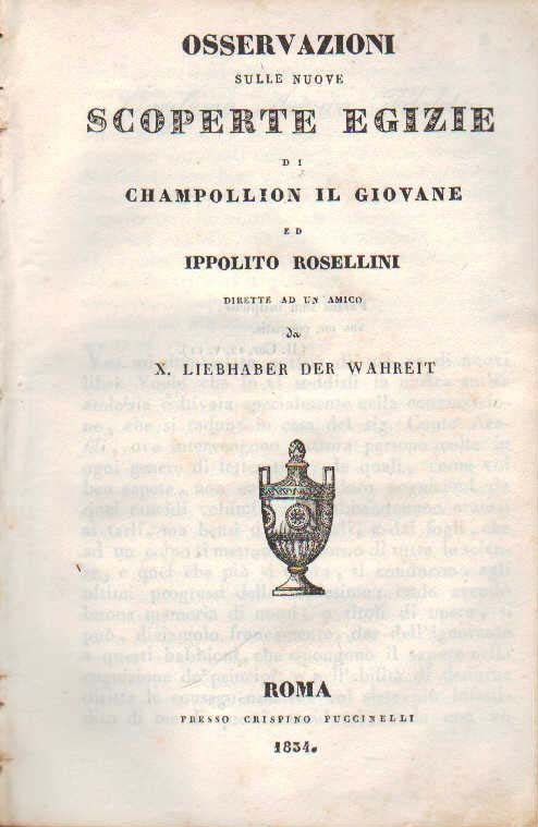 Osservazioni sulle nuove scoperte egizie di Champollion il Giovane ed …
