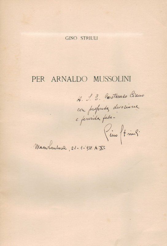 Per Arnaldo Mussolini.
