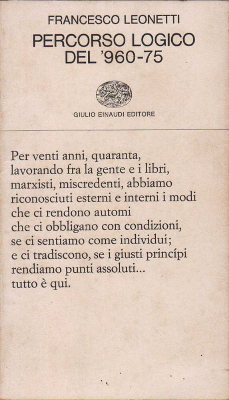 Percorso logico '960-75. Poema.