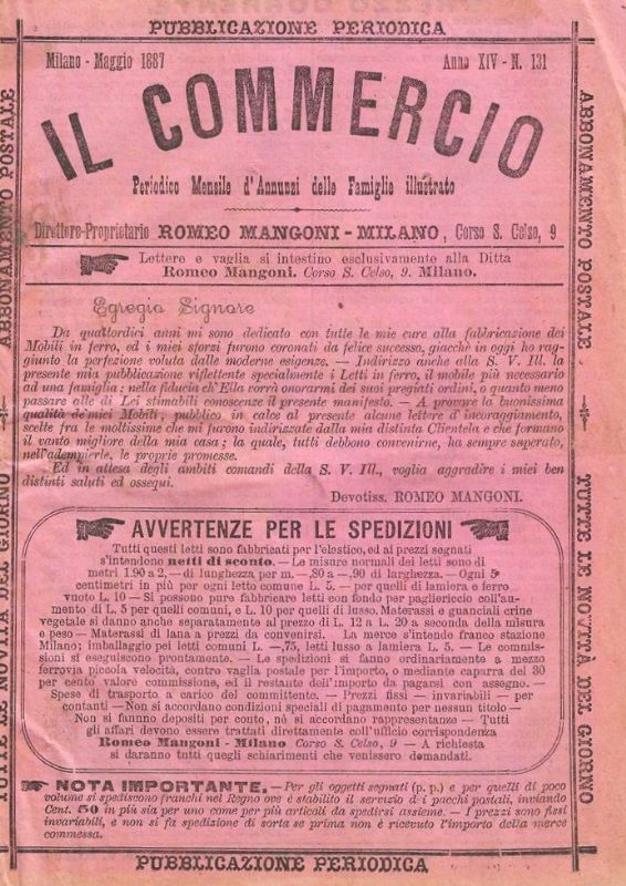 Periodico mensile d'Annunzi delle Famiglie illustrato. Diretore-Proprietario Romeo Mangoni - …