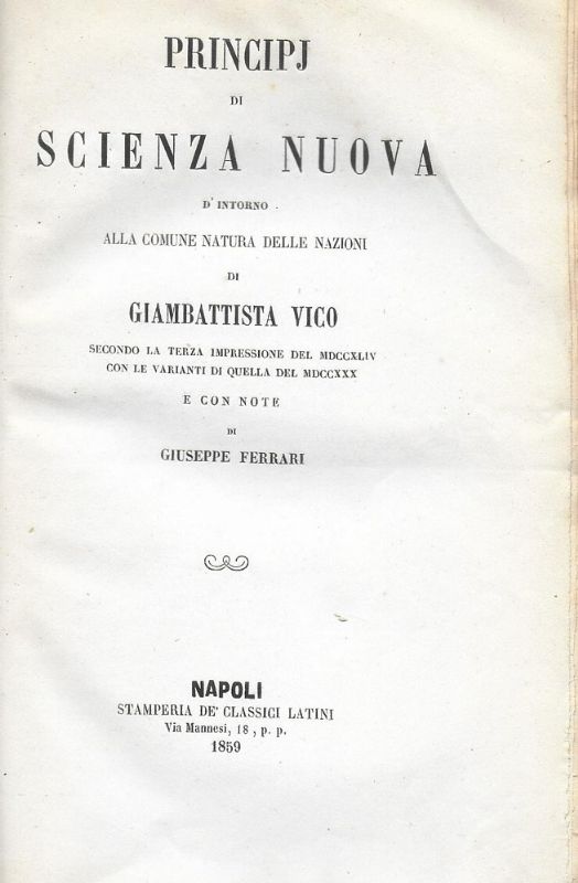 Principj di Scienza Nuova d'intorno alla comune natura delle nazioni, …