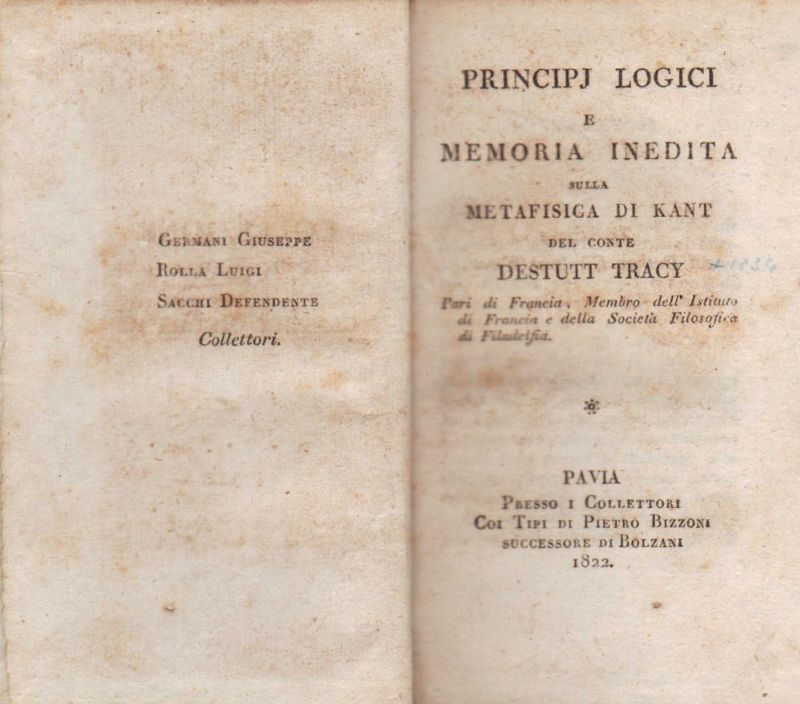 Principj logici e memoria inedita sulla metafisica di Kant del …