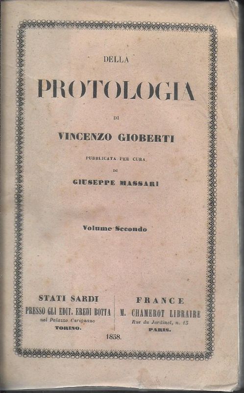 Protologia. Pubblicata per cura di Giuseppe Massari.