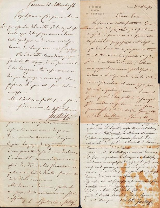 Quattro lettere autografe firmate.