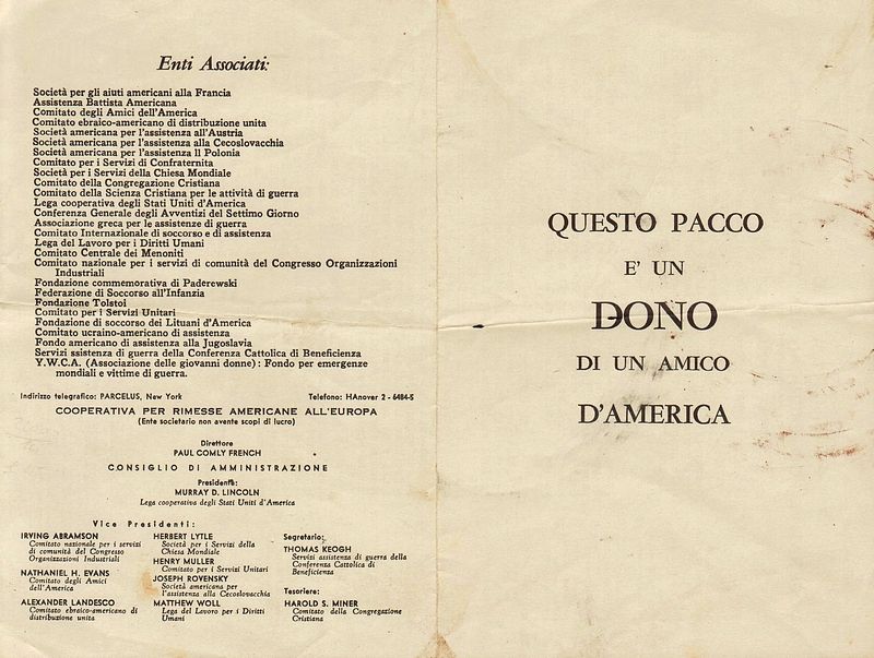 Questo pacco e' un Dono di un amico d'America.