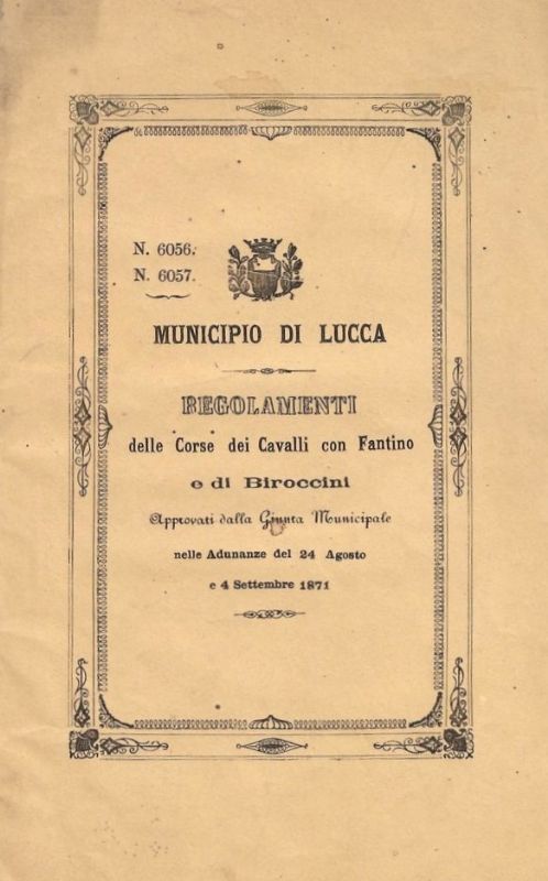 Regolamenti delle corse dei cavalli con fantino e di biroccini …