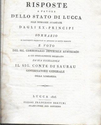 Risposte a favore dello Stato di Lucca alle domande avanzate …