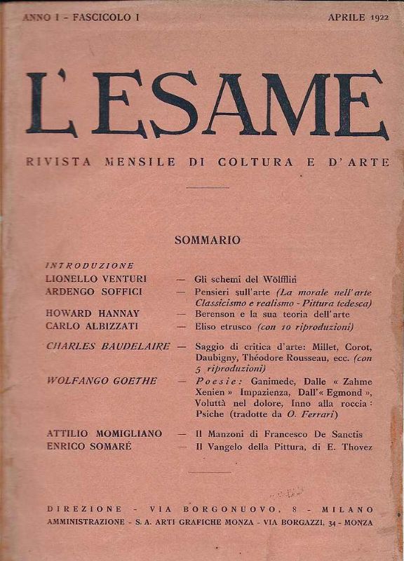 Rivista mensile di Coltura e d'Arte.