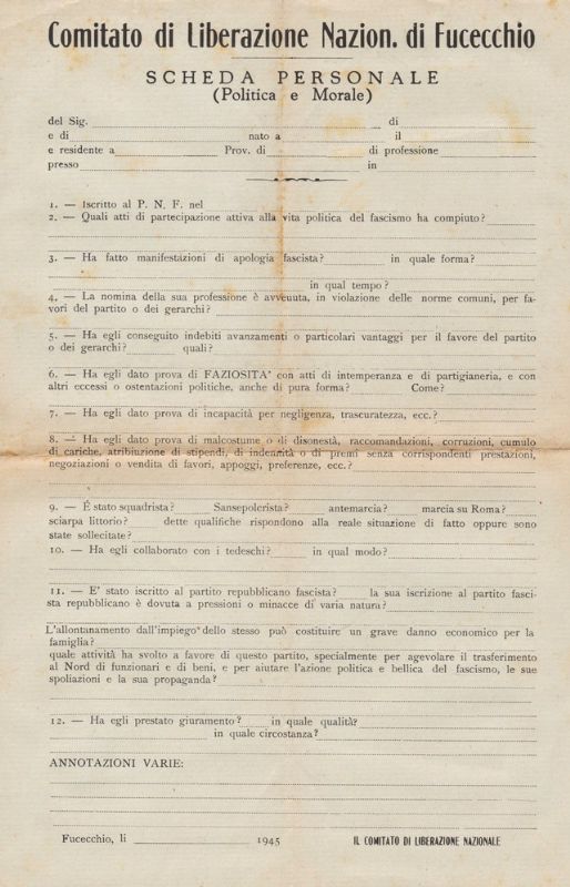 Scheda personale (Politica e Morale).